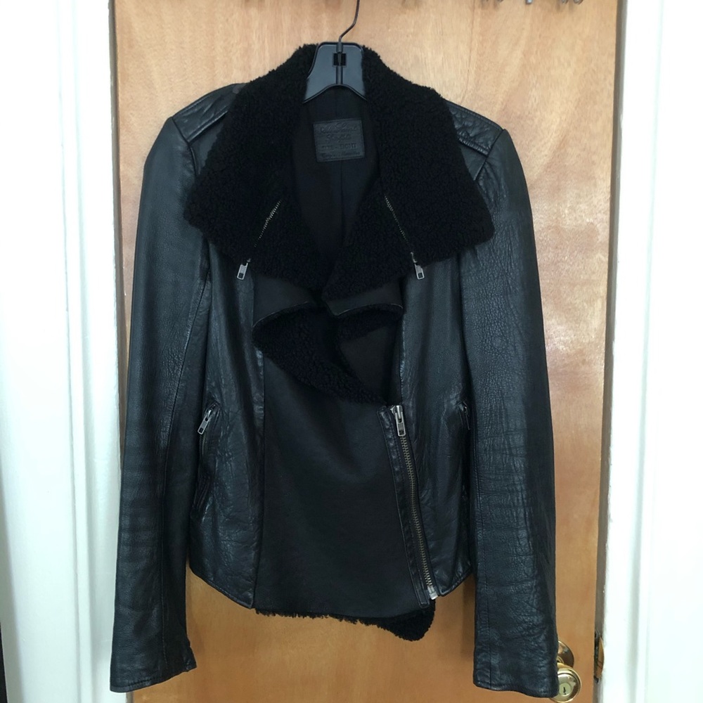 Allsaints “Nene” black shearling leather RARE